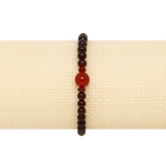 Natural Garnet Bracelet – 6 Inch Beaded Stretch Bracelet with Accent Bead | Handmade Crystal Jewelry for Women & Men