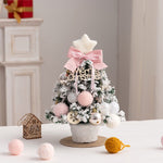 Mini 13.8-Inch Pink Velvet Christmas Tree Set – Tabletop DIY Holiday Decor with Ornaments