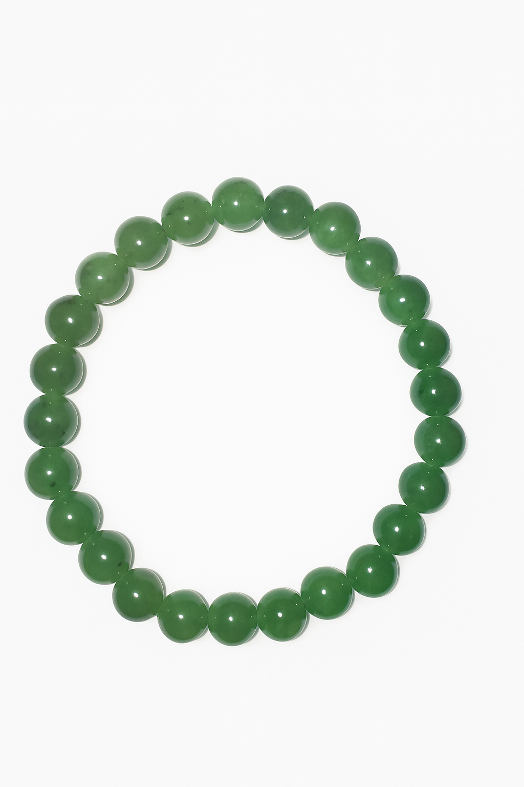 Natural Green Jade Bead Bracelet – 6.5” Genuine Burmese Style Gemstone | Calming Energy & Elegant Charm