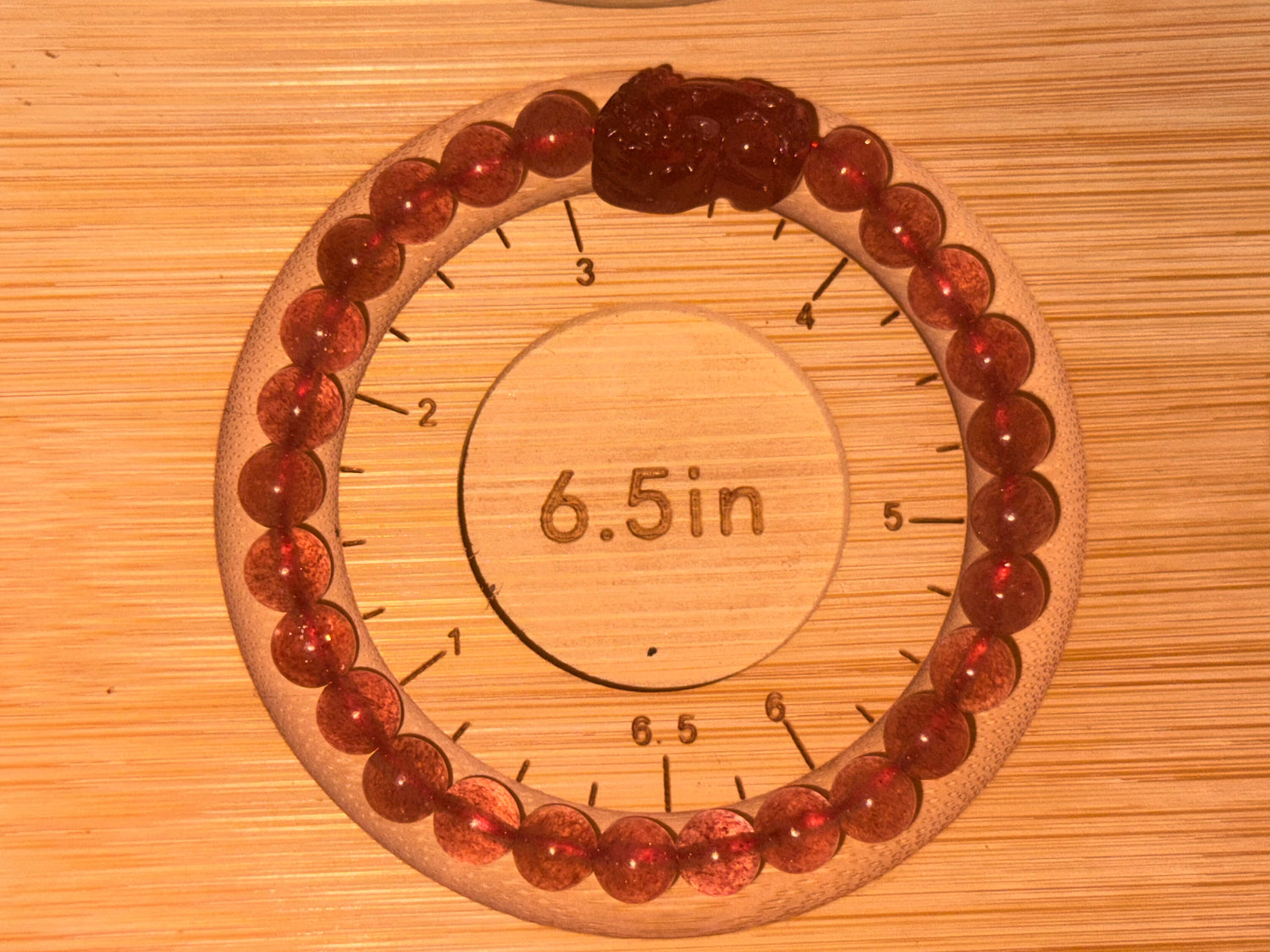 Handmade Strawberry Quartz Pi Xiu Bracelet | Real Photo | Natural Crystal Gift for Wealth & Love